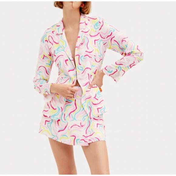 For Love & Lemons Confetti Blazer Jacket Pink Multicolor Print Size S NEW - Picture 1 of 7